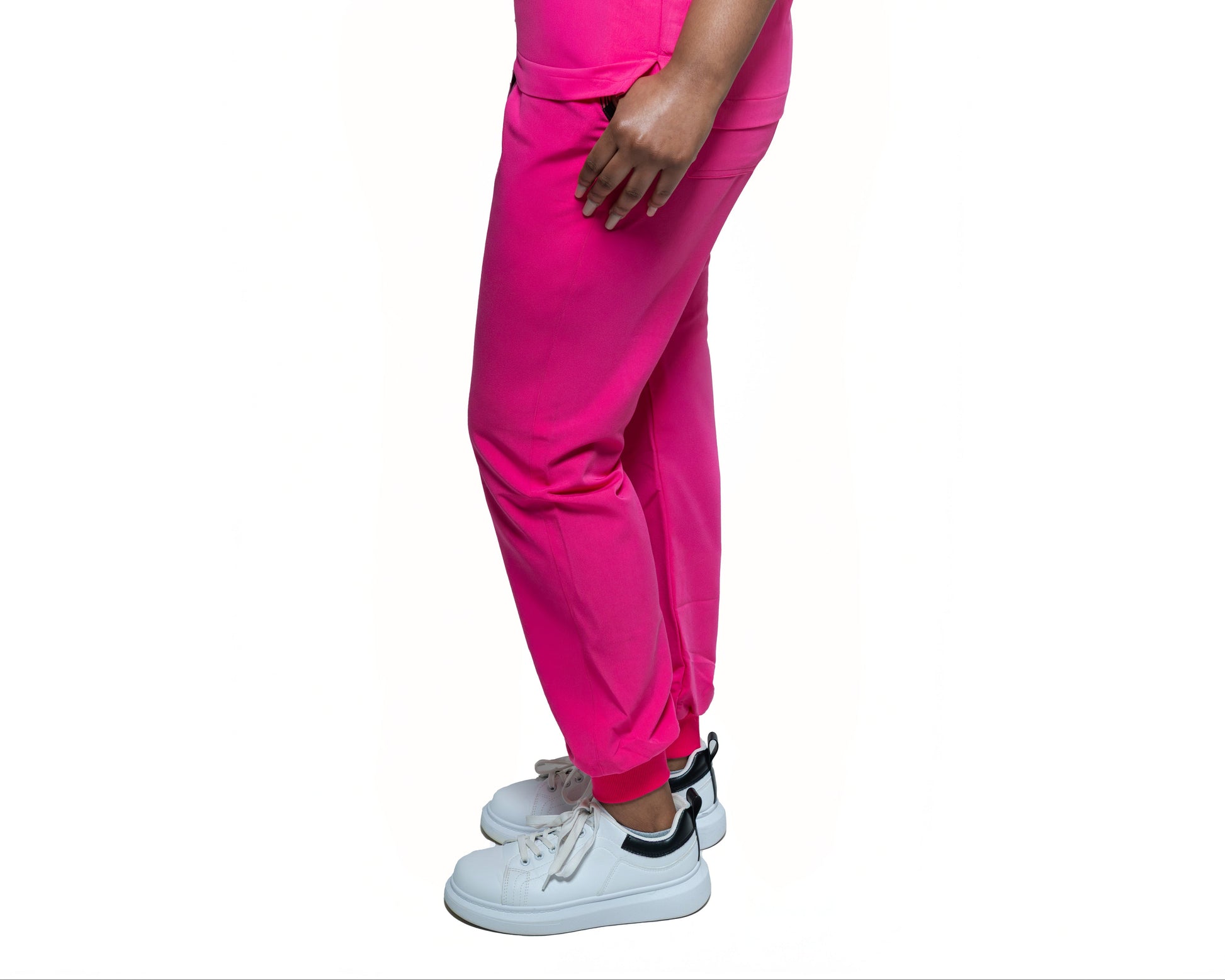 Makeda Scrub Pink Jogger Pant - Left Side View