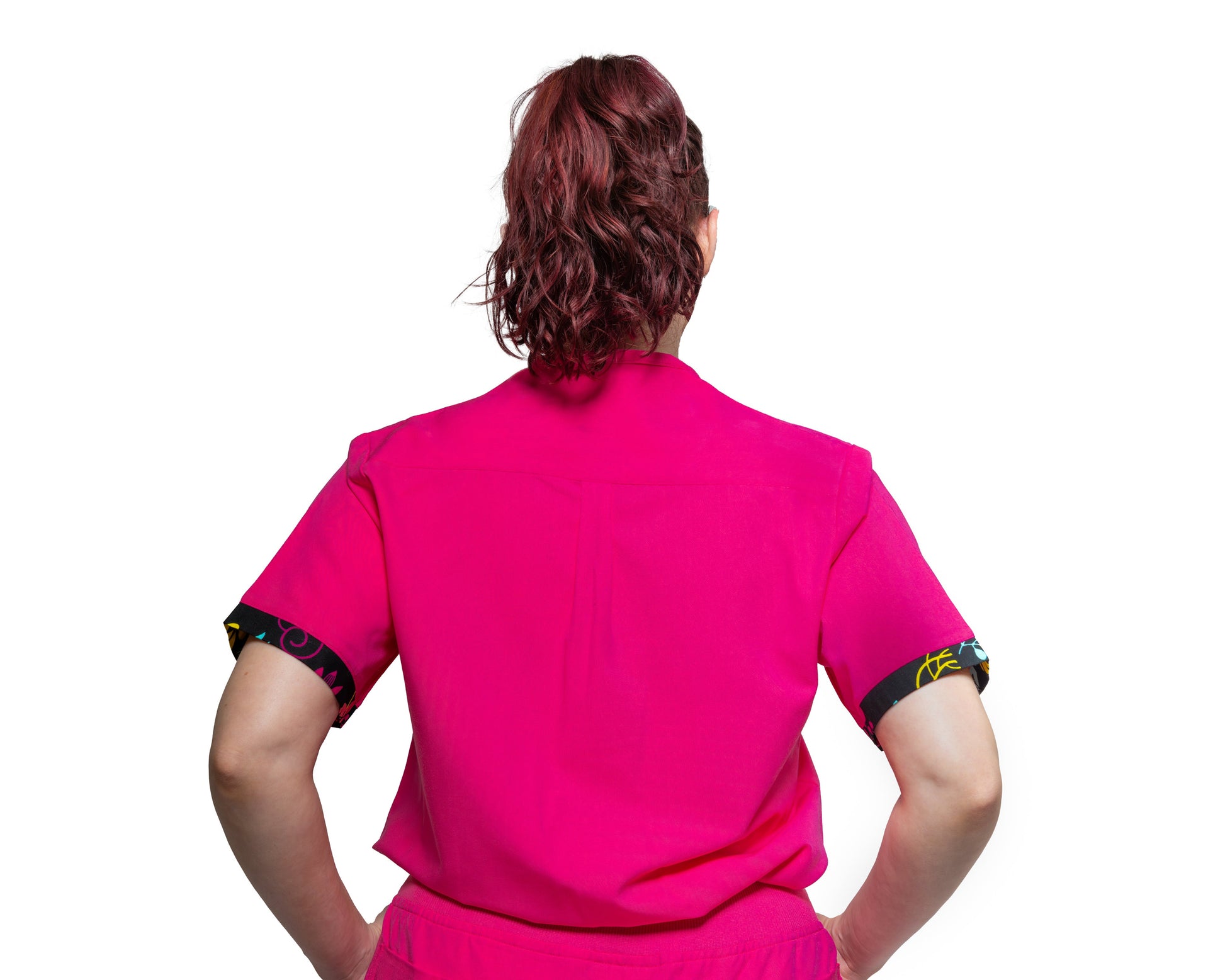 Nala V-Neck Pink Scrub Top - Back View